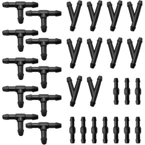 30 PCS Windshield Wiper Hose Connectors, 2-Way I Type 3-Way T/Y Type Windscreen Washer Hose Adapter, Universal Wiper Fluid Tube Pipe Fittings for Most Car Washer Nozzles