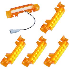 Top Marker Lights LED Cab Marker Fit for Volvo VNL VNM 2003-2020 Truck Roof Running Lights Assembly Amber Lens 6LEDs 12V, 5Pcs
