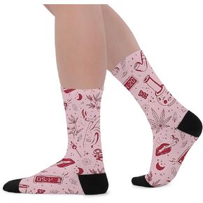 Unisex Novelty Funny-Patterned Mid-Calf Compression Socks – Plant & Food Theme
