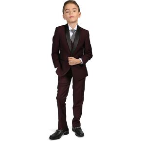 رينو 5 قطع الأولاد بدلة ساتان شال شال و Button Batton الأولاد سترة سهرة مع سراويل لباس ، سترة ، قميص وربطة عنق القوس in Kuwait