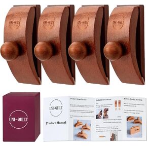 UNI-QUILT 4 Pack Quilt Hanger Set for Wall Decoration – Wooden Tapestry Hanger, Quilt Hanger for Wall for Display, Quilt Clips, Wall Mount Quilt Hangers for Quilts, Blankets, Rugs, and Tapestries
