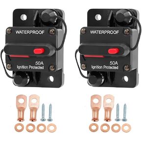 Car Circuit Breaker, 2PCS DC 12V-48V 30A Waterproof Vehicle Stereo Audio Electronic Battery Solar System Inline with Manual Reset Switch, Auto Accessories for Trolling ATV RV