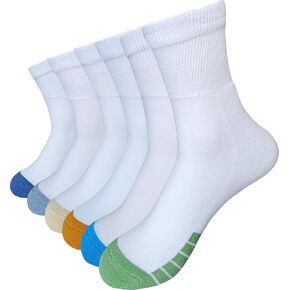 SYOLLAVE Women Diabetic Socks Extra Wide Non Binding Neuropathy Bariatric Sock Edema Lymphedema Sox 6 Pairs Crew