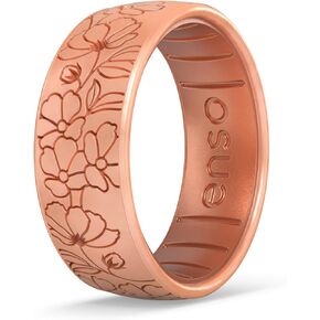 Enso Rings Etched Classic Silicone Rings - Etched Floral Collection - Comfortable and Flexible Design
