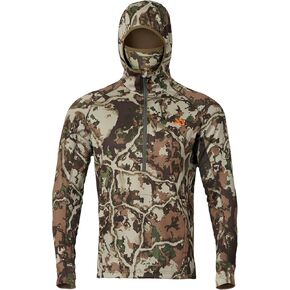 First Lite Men’s Origin Hoody - Lightweight Knit Fleece Insulated Camo Hunting Pullover, Thermal Mid Layer With Face Mask
