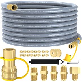 18FT 3/8" ID Natural Gas Hose, Low Pressure LPG Hose with Quick Connect, for Weber, Char-Broil, Pizza Oven, Patio Heater and More NG Appliance Propane to Natural Gas Conversion Kit