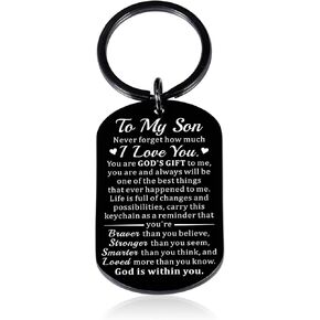 Cherish These to My Son, 8th Grad Graduation Gifts for Teens Boys, Graduation Annoucement Sons Keychain Gift from Mom Dad, 16th 18th 21st Birthday Gifts for Son, Mental Health Gift for 20 Year Old Boy