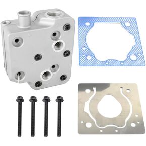 9111539202 Air Brake Compressor Cylinder Head with Gasket and Bolts Compatible with Cummins ISX 6CT ISCE QSC ISLE Replace 4936226 3969124 3936810 3944525 3966333