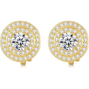 Gold/Silver Cubic Zirconia Clip on Earrings for Women Round Crystal Clip Earrings Non Pierced Earrings