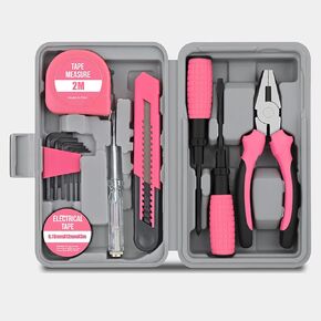 مجموعة الأدوات المنزلية مع ضرورية من 13 قطعة - مجموعة أدوات إصلاح المنزل و DIY للرجال والنساء ، صندوق أدوات محمول مع مفكات ، كماشة ، وجع (حالة تخزين قوية)