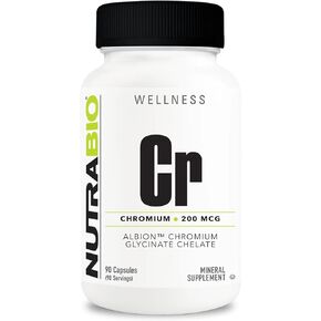 NutraBio Chelated Chromium GFT - 200 mcg - 90 Vegetable Capsules