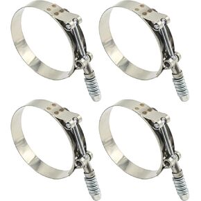 VIKKSAER 4Pcs T Bolt Hose Clamp, 3.25 Inch To 3.58 Inch Adjustable Worm Hose Clamp, 304 Stainless Steel Turbo Intake Intercooler Clamp (83-91mm)