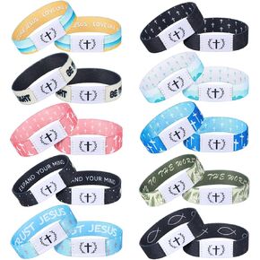 Tondiamo 10 Pcs Wearable Bible Bracelet Daily Bible Verse Bracelet with NFC Inspirational Verse Jewelry Spiritual Energy Quotes Christian Gifts for Father Day with Box Ribbon(Light Color,Cross)