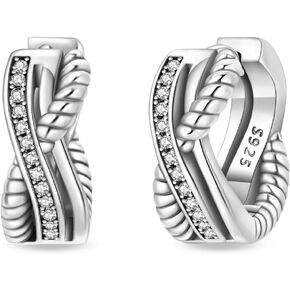 Women's Small Hoop Earrings, 925 Sterling Silver Circle Huggie Hoops 5A Cubic Zirconia Mini Earrings for Women, Trendy Jewelry Gift, Hypoallergenic Versatile Hoops