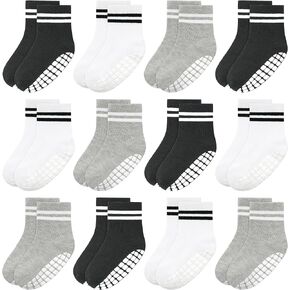 TPHON TODDLER NON SLIP SOCKS for Kids Boys Girls (1-10 Years) 12 أزواج مضادة للانزلاق للأنشطة الخارجية الداخلية