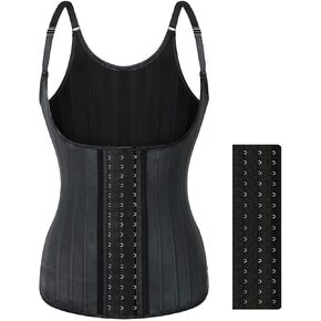 SHYMMUO Women Waist Trainer Corset Top with Adjustable Straps Steel Boned Latex Body Shaper for Tummy Control