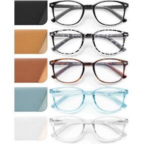 5 Pack Reading Glasses For Women，Blue Light Blocking Computer Reader Spring Hinge Eyeglasses