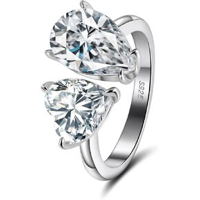 Zoya Jewelry Design Promise Ring for Women - 925 Sterling Silver ، Heart & Oval Design ، Style Wedding Band ، Sterling Silver ، Cubic Zirconia