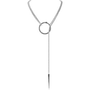 MQV Snake Stain Steel Lariat Y Necklaces Wrap Choker Necklace Set Spike pendant Dark Academia Aesthetic statement handmade jewelry gift for women (snake long Lariat Y necklace)