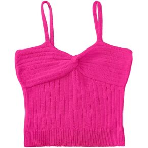 SOLY HUX Girl's Ribbed Knit Camisole Tops Twist Front Sleeveless Shirts Crop Cami Top
