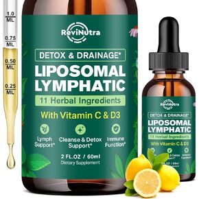 Liposomal Lymphatic Drainage Liquid Drops - Lymphatic Support Supplement with Dandelion Root, Cleavers, Echinacea, Calendula for Immune, Detox Cleanse, Lymph System Support, Lemon Flavor, 2 Fl Oz