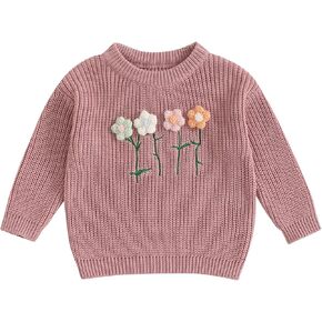 طفلة سترة 3D الأزهار سبيالات متماسكة الصغار طفل الأطفال حديثي الولادة Crewneck Pullover Sweatshirt قمم طويلة الأكمام