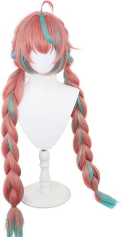 Varesa Cospaly Wig -Pink and Green Wig with Bangs for Women's Parties and Halloween in Saudi Arabia