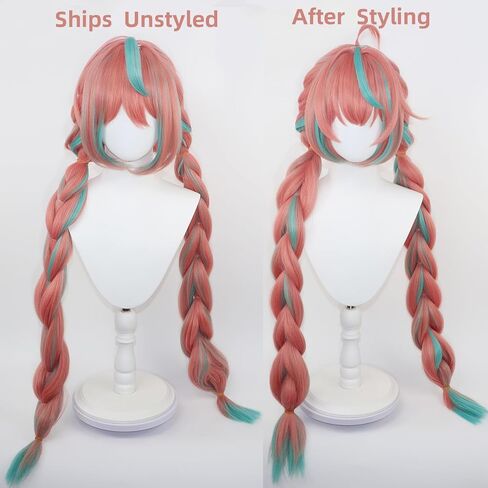 Varesa Cospaly Wig -Pink and Green Wig with Bangs for Women's Parties and Halloween in Saudi Arabia