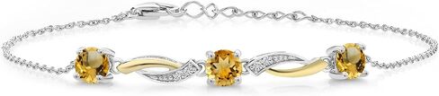 سوار تنس من Gem Stone King من الفضة عيار 925 والذهب الأصفر عيار 10 قيراط والزبرجد الأزرق السماوي والأبيض من الألماس الأبيض (1.54 قيراط، مستدير 5 مم، 7 بوصات مع موسع 1 بوصة) in Saudi Arabia