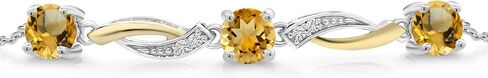 سوار تنس من Gem Stone King من الفضة عيار 925 والذهب الأصفر عيار 10 قيراط والزبرجد الأزرق السماوي والأبيض من الألماس الأبيض (1.54 قيراط، مستدير 5 مم، 7 بوصات مع موسع 1 بوصة) in Saudi Arabia