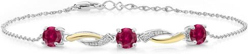 سوار تنس من Gem Stone King من الفضة عيار 925 والذهب الأصفر عيار 10 قيراط والزبرجد الأزرق السماوي والأبيض من الألماس الأبيض (1.54 قيراط، مستدير 5 مم، 7 بوصات مع موسع 1 بوصة) in Saudi Arabia