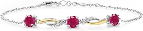 سوار تنس من Gem Stone King من الفضة عيار 925 والذهب الأصفر عيار 10 قيراط والزبرجد الأزرق السماوي والأبيض من الألماس الأبيض (1.54 قيراط، مستدير 5 مم، 7 بوصات مع موسع 1 بوصة) in Saudi Arabia