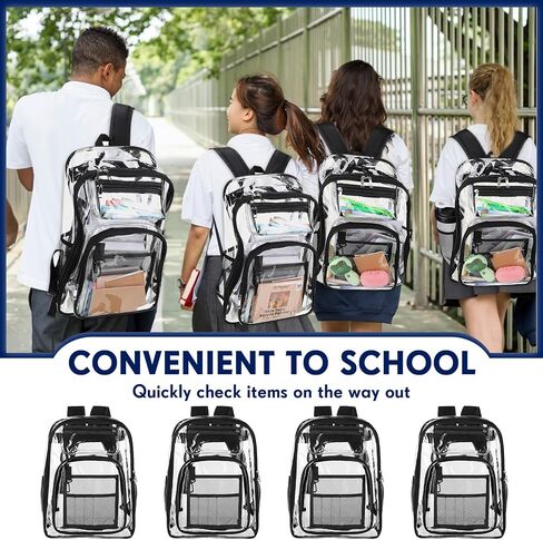 Aliceset 10 Pcs Clear Backpacks Bulk 17 Inch Heavy Duty Transparent See Through Bookbags for Student Stadium School (Black) in Saudi Arabia