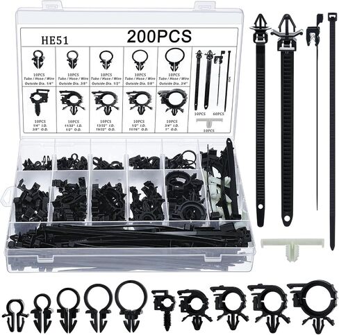 200pcs Car Wire Loom Routing Clips Push Mount Cable Tie Assortment 15 Sizes Car Harness Routing Clips Universal Wiring Harness Clip Replacement Parts for Automotive in Saudi Arabia
