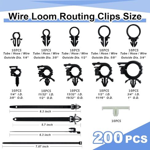 200pcs Car Wire Loom Routing Clips Push Mount Cable Tie Assortment 15 Sizes Car Harness Routing Clips Universal Wiring Harness Clip Replacement Parts for Automotive in Saudi Arabia