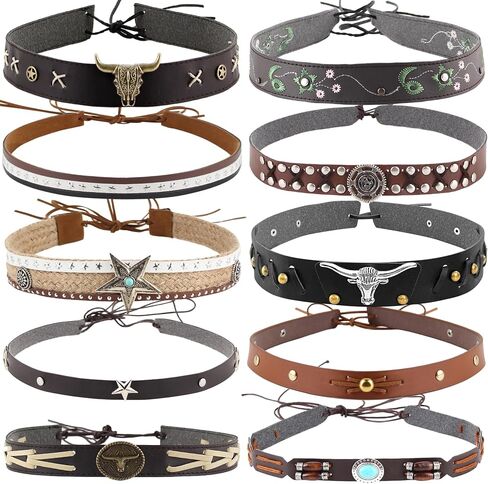 Cowboy Hat Bands 10 Pcs, Rural Cowgirl Beaded Cowboy Hat, Ethnic Western Hat Belts in Saudi Arabia