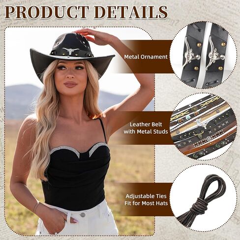 Cowboy Hat Bands 10 Pcs, Rural Cowgirl Beaded Cowboy Hat, Ethnic Western Hat Belts in Saudi Arabia