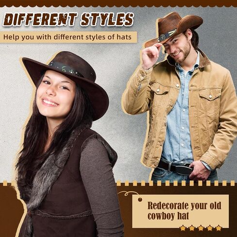 Cowboy Hat Bands 10 Pcs, Rural Cowgirl Beaded Cowboy Hat, Ethnic Western Hat Belts in Saudi Arabia