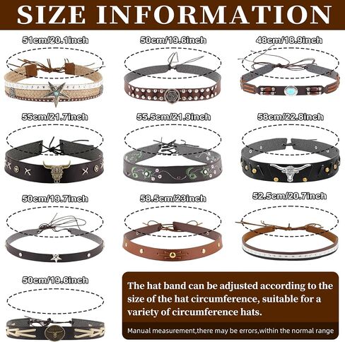 Cowboy Hat Bands 10 Pcs, Rural Cowgirl Beaded Cowboy Hat, Ethnic Western Hat Belts in Saudi Arabia