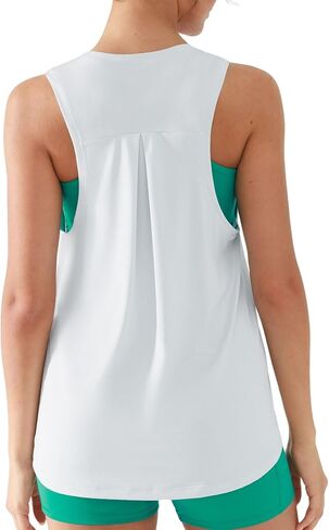 Women's Mesh Racerback Tops Athletic Workout Tank Tops Crew Neck Sleeveless Yoga Running Gym Shirts in Kuwait