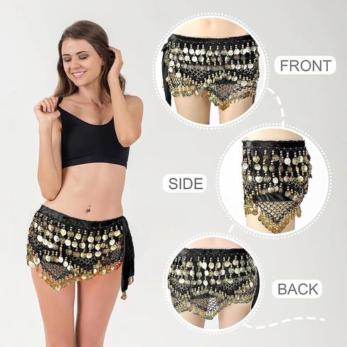 مجموعة أزياء رقص البطن للسيدات 2 PCS مجموعة رقص البطن ترتقة HALTER BRA TOP و COINS HIP DICK in Kuwait