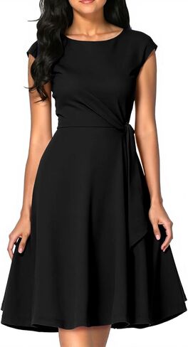 Bbonlinedress Vintage Cocktail Dress for Women Wedding Guest Formal Midi Plus Size Homecoming Party Dress Navy 2XL in Kuwait