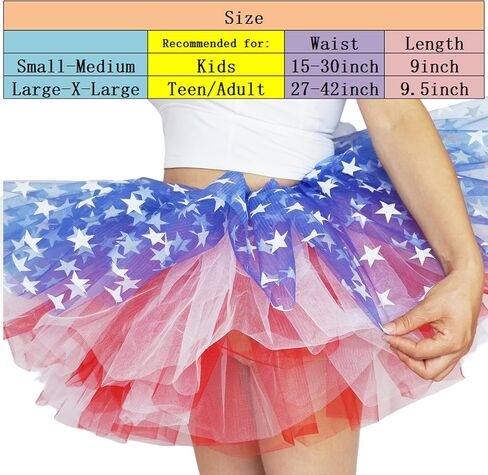Women Red White Blue Tutu USA Star Skirt American Flag Tulle Skirt Adult Teens 5 Layers Halloween Costume Running Tutu in Saudi Arabia