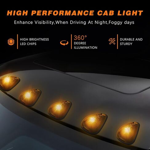 Amber LED Smoked Cab Clearance Lights,Rooftop Marker Running Light Compatible With Ford F150 F250 F350 F450 F550 1999-2016 Super Duty Pickup Trucks in Saudi Arabia