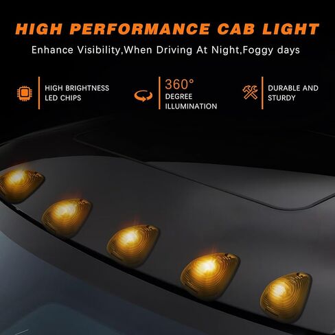 مصابيح التخليص الكابينة المدخنة Amber LED ، علامة على السطح تشغيل ضوء متوافق مع فورد F150 F250 F350 F450 F550 1999-2016 Super Duty Pickup Trucks in Kuwait