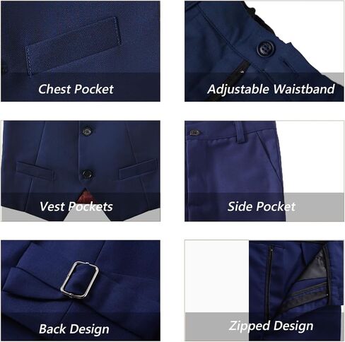 Boy's Suit Slim Fit 5 Piece Formal Prom Teen Suits Tuxedo Wedding Set Toddler Boy Dress with Vest Shirt Pant Tie for Kid Boys in Saudi Arabia