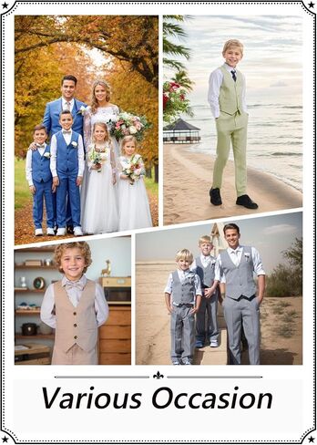 Boy's Suit Slim Fit 5 Piece Formal Prom Teen Suits Tuxedo Wedding Set Toddler Boy Dress with Vest Shirt Pant Tie for Kid Boys in Saudi Arabia