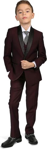 رينو 5 قطع الأولاد بدلة ساتان شال شال و Button Batton الأولاد سترة سهرة مع سراويل لباس ، سترة ، قميص وربطة عنق القوس in Kuwait