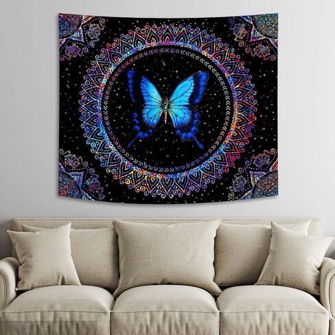 نسيج الفطر Trippy Tapestry لغرفة نوم Blacklight Tapestries Aealthetic Tapestries أسود ملصق خفيف الجدار Trippy Decor in Saudi Arabia