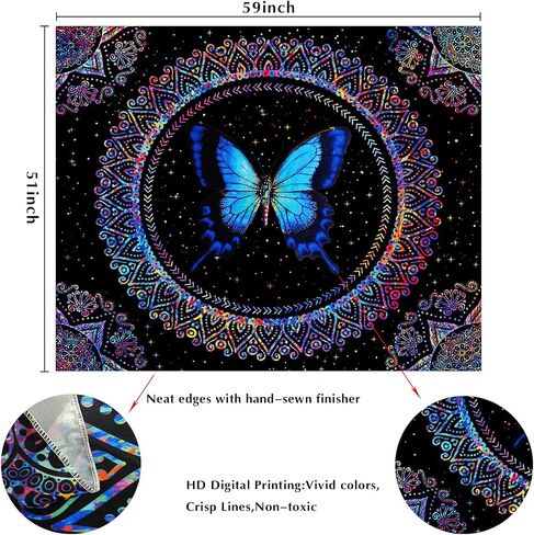 نسيج الفطر Trippy Tapestry لغرفة نوم Blacklight Tapestries Aealthetic Tapestries أسود ملصق خفيف الجدار Trippy Decor in Saudi Arabia